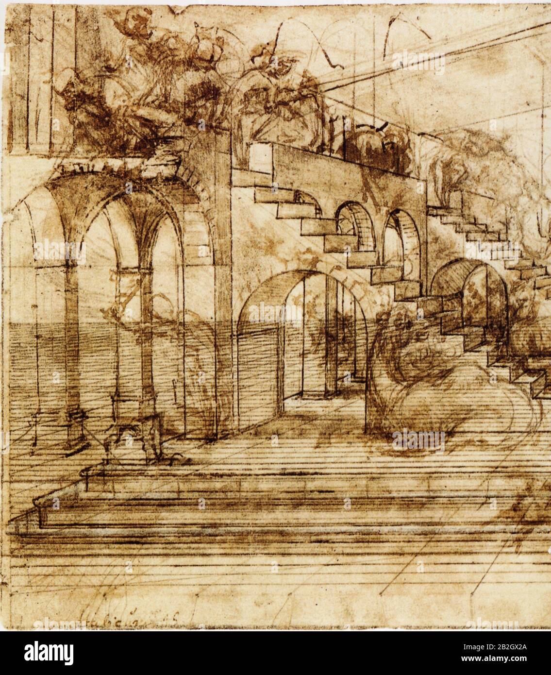 Léonard de Vinci. Étude pour le fond de l''Adoration des Mages''. 1480 Banque D'Images