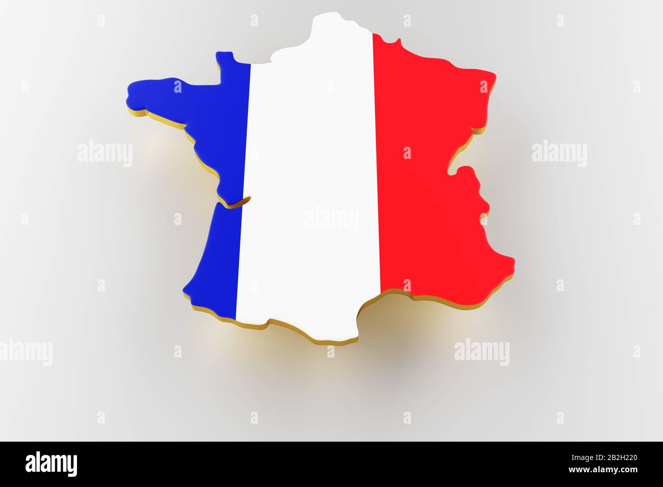 Carte de la France. Carte de la France frontière terrestre avec drapeau. Carte de la France sur fond blanc. rendu tridimensionnel Banque D'Images