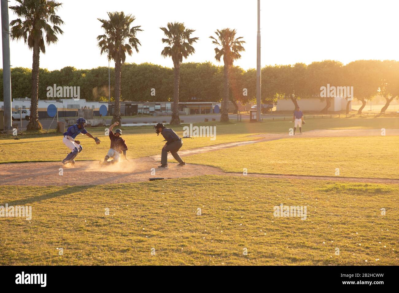 Joueurs de base-ball pendant le match Banque D'Images