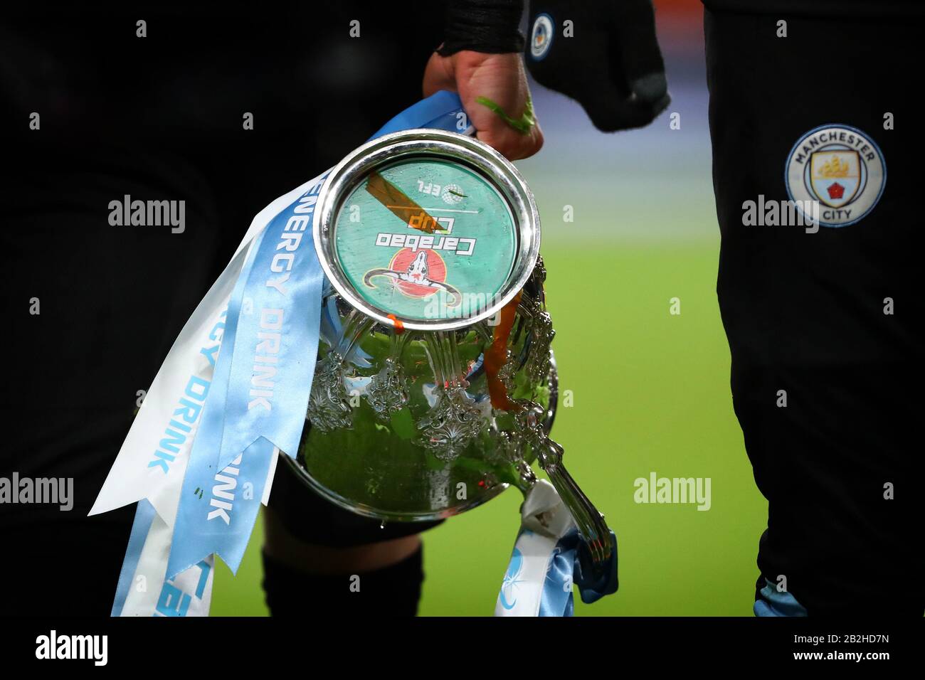 Le trophée Carabao Cup se laisse dans les couleurs de Manchester City - Aston Villa / Manchester City, Carabao Cup final, Wembley Stadium, Londres, Royaume-Uni - 1 mars 2020 Usage éditorial Seulement - les restrictions de DataCo s'appliquent Banque D'Images