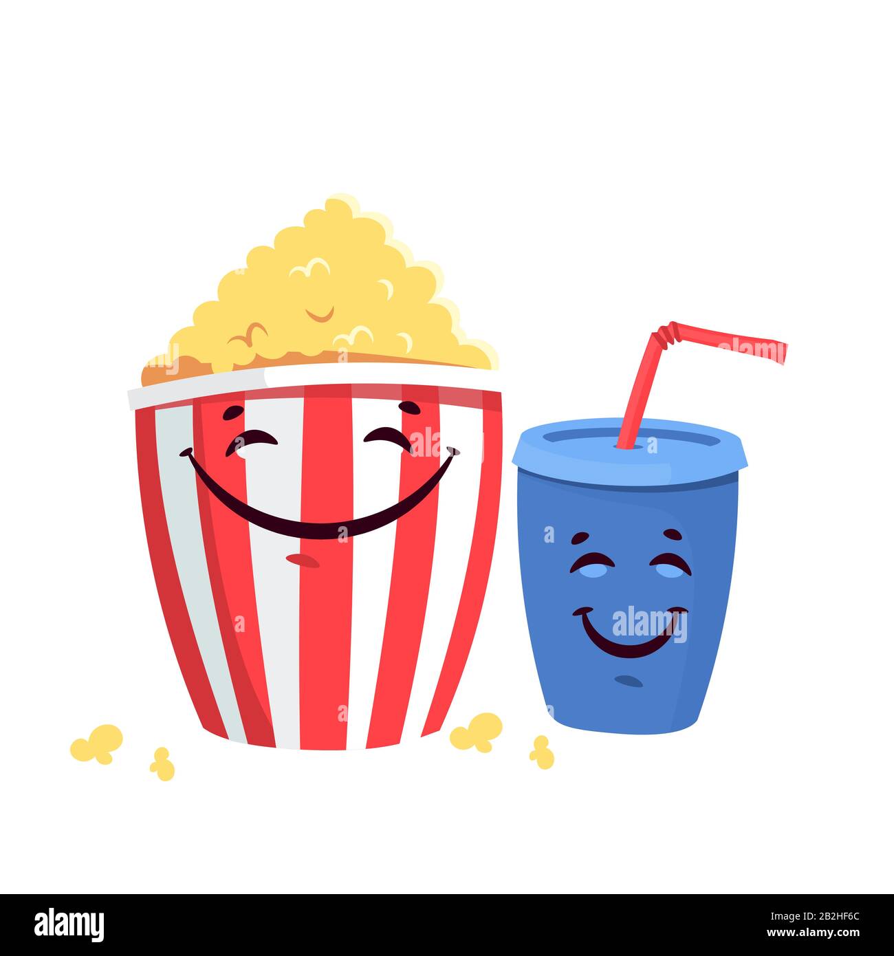 Illustration plate avec film de dessin animé pop-corn et soda Illustration de Vecteur