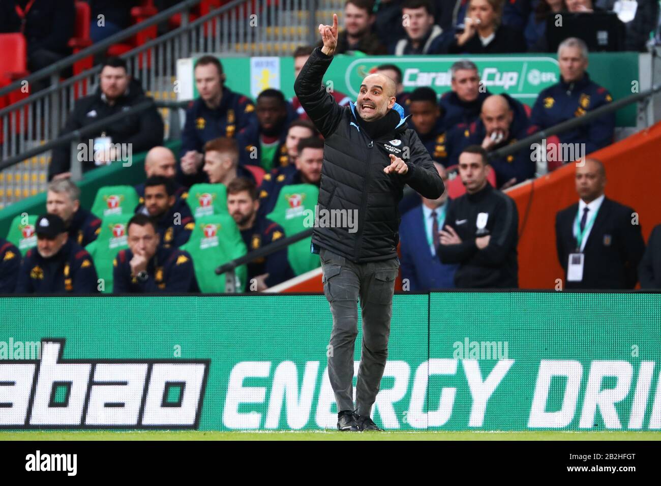 Manager de Manchester City, Pep Guardiola - Aston Villa / Manchester City, Carabao Cup final, Wembley Stadium, Londres, Royaume-Uni - 1 mars 2020 Usage éditorial Seulement - les restrictions DataCo s'appliquent Banque D'Images