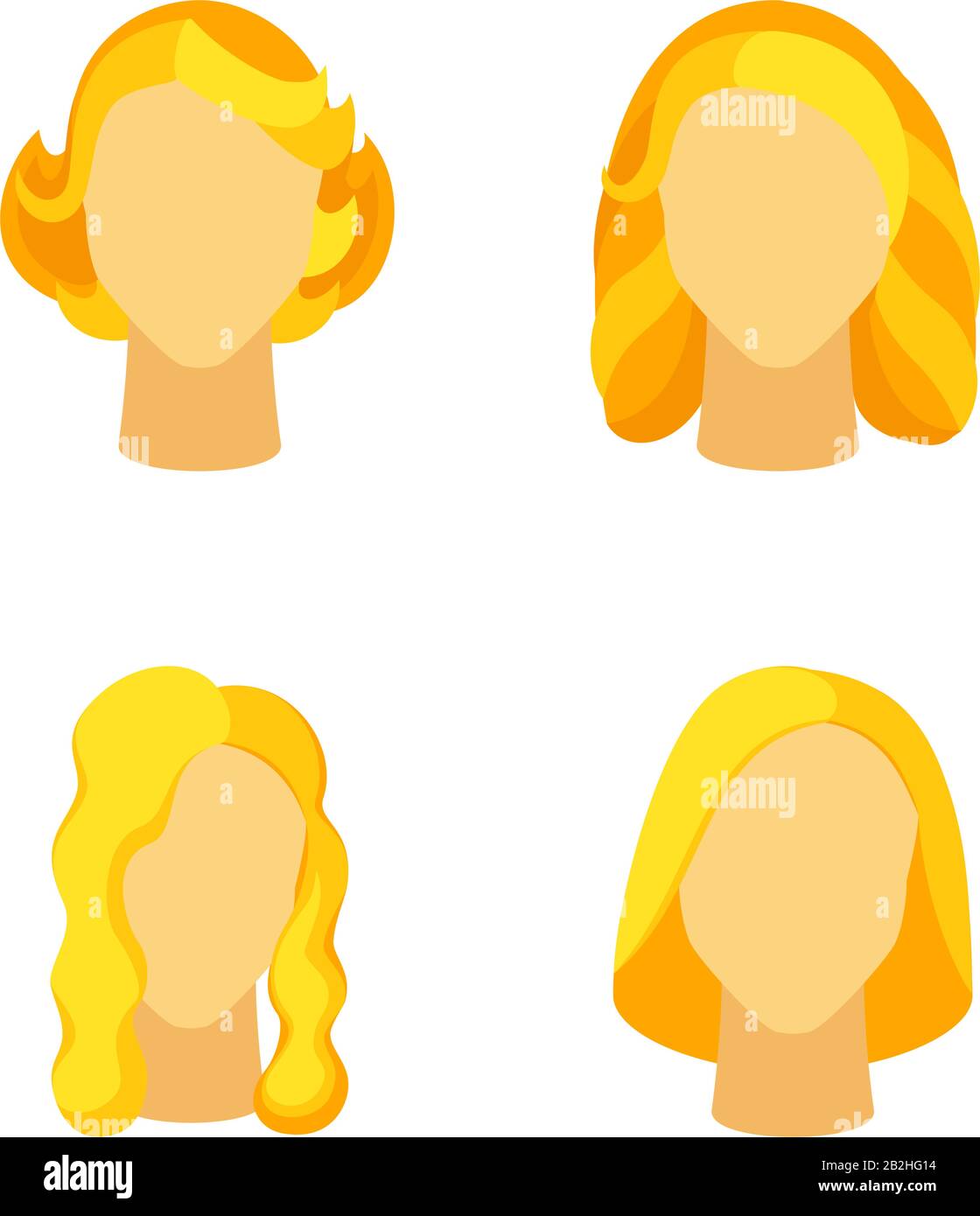 Kit de coiffure pour fille blonde de dessin animé. Avatar de femme avec différents motifs de cheveux. Illustration vectorielle sur le thème de la beauté pour icône, étiquette, certificat, brochure, p Illustration de Vecteur Kit de coiffure pour fille blonde de dessin animé. Avatar de femme avec différents motifs de cheveux. Illustration vectorielle sur le thème de la beauté pour icône, étiquette, certificat, brochure, p Illustration de Vecteur