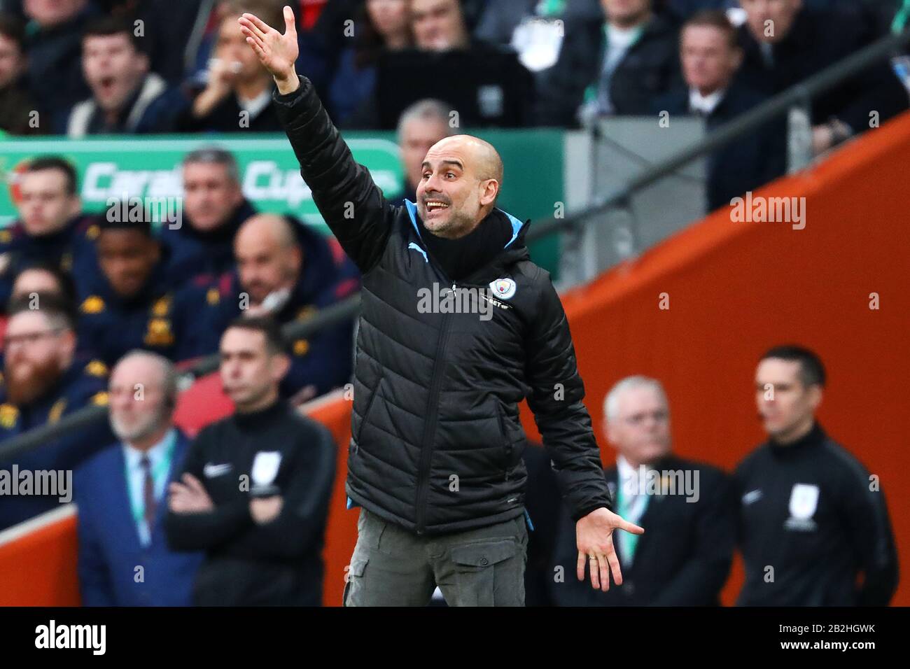 Manager de Manchester City, Pep Guardiola - Aston Villa / Manchester City, Carabao Cup final, Wembley Stadium, Londres, Royaume-Uni - 1 mars 2020 Usage éditorial Seulement - les restrictions DataCo s'appliquent Banque D'Images