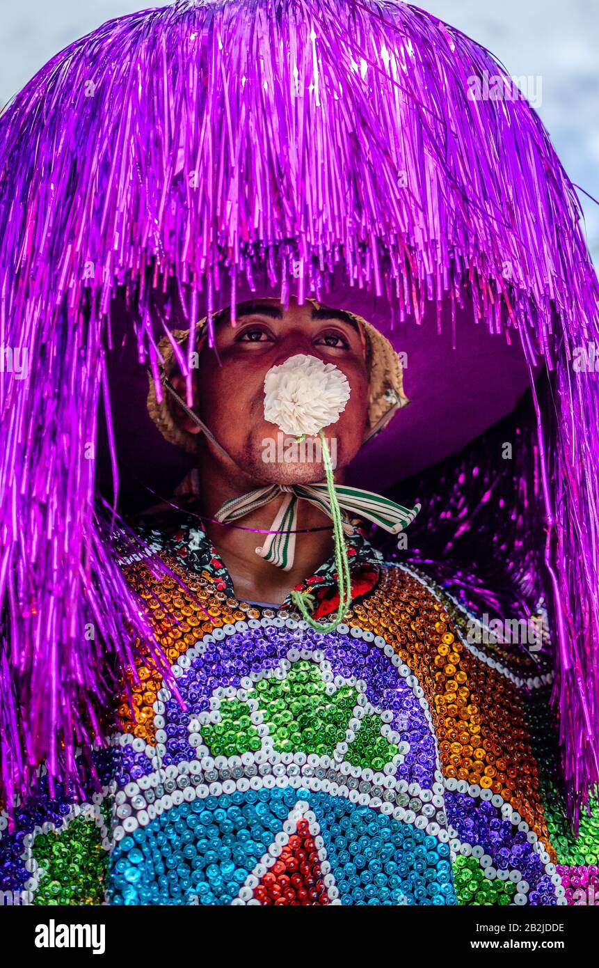 Février 2020, Carnaval Brésilien. Culture populaire, rencontre de 'Maracatus de baque solto' ('rural maracatu'), musique et danse typique de Pernambuco. Banque D'Images