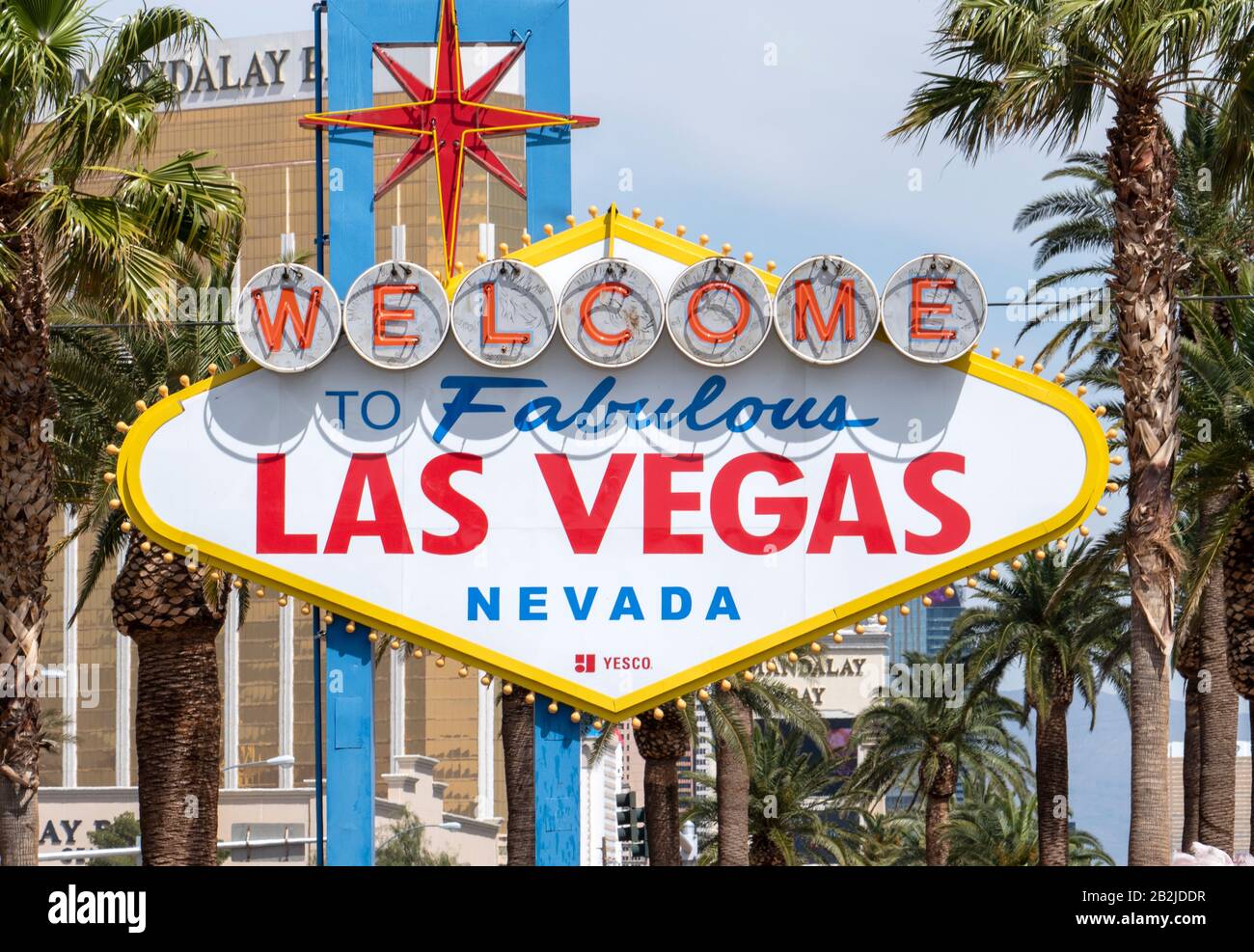 Bienvenue au Fabuleux panneau Las Vegas, Nevada situé au Las Vegas Boulevard ou à l'extrémité sud du Strip de Las Vegas, États-Unis d'Amérique. Banque D'Images