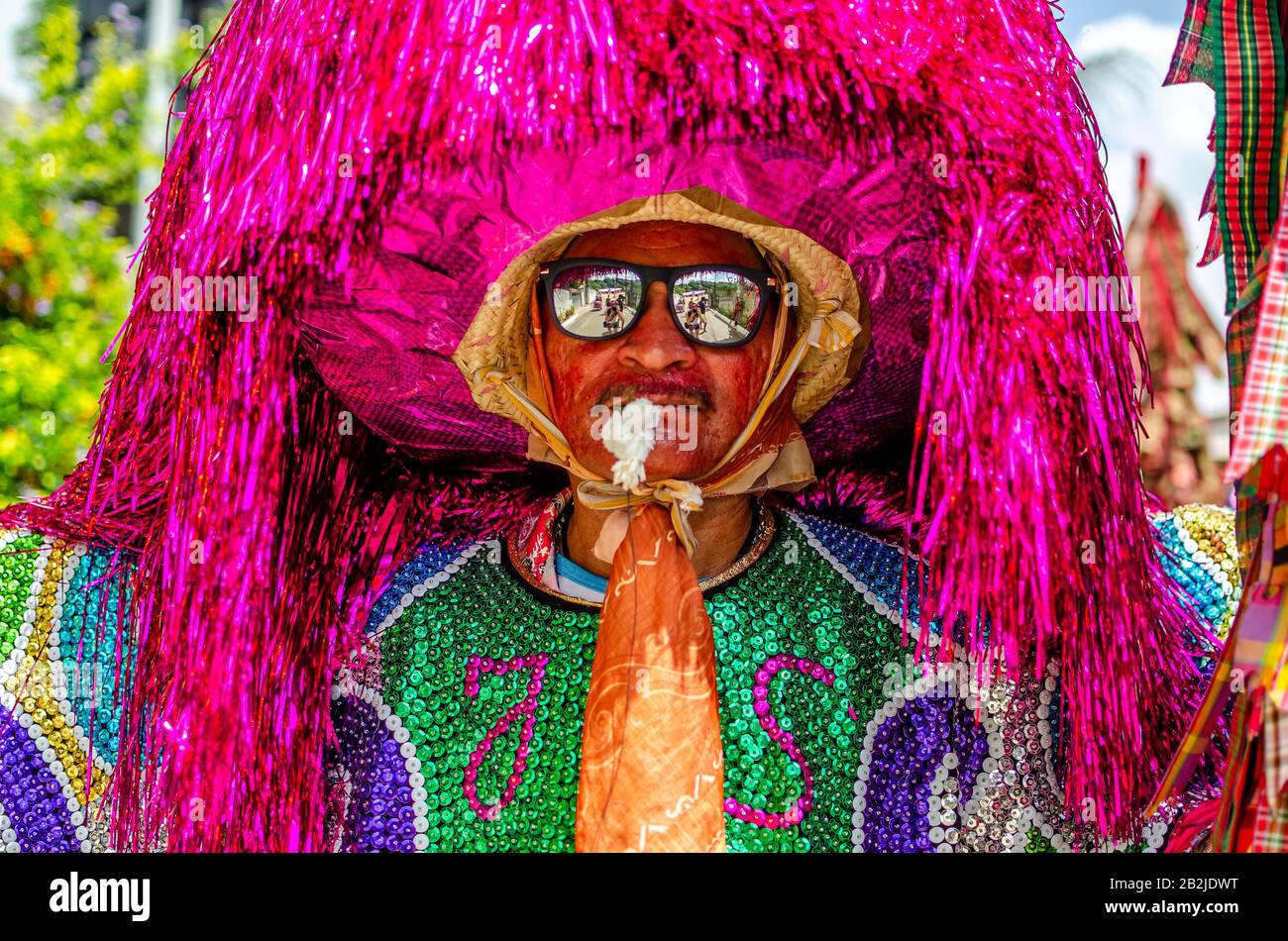 Février 2020, Carnaval Brésilien. Culture populaire, rencontre de 'Maracatus de baque solto' ('rural maracatu'), musique et danse typique de Pernambuco. Banque D'Images