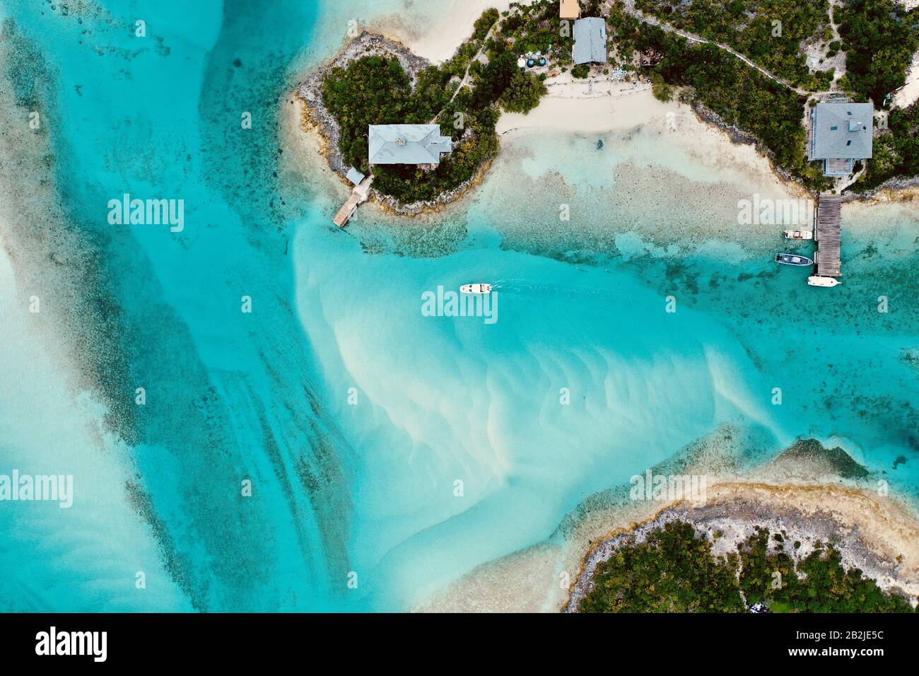 Le parc terrestre et maritime d'exuma aux Bahamas. Au-Dessus De La Gare De Waderick Wells Ranger. Banque D'Images