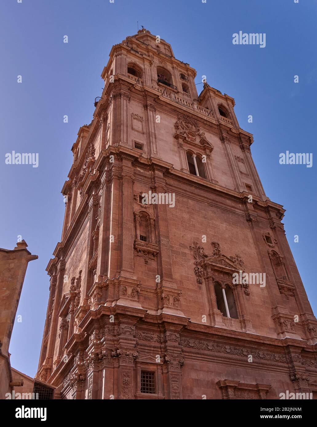 Façade occidentale du clocher de la cathédrale de Murcie, Murcie, Espagne Banque D'Images