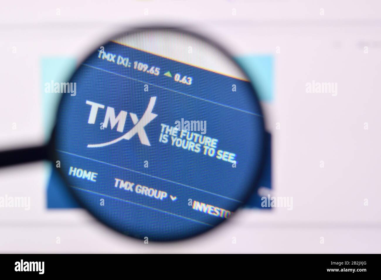 NY, USA - 29 FÉVRIER 2020: Page d'accueil du site web de tmx sur l'affichage de PC, URL - tmx.com. Banque D'Images