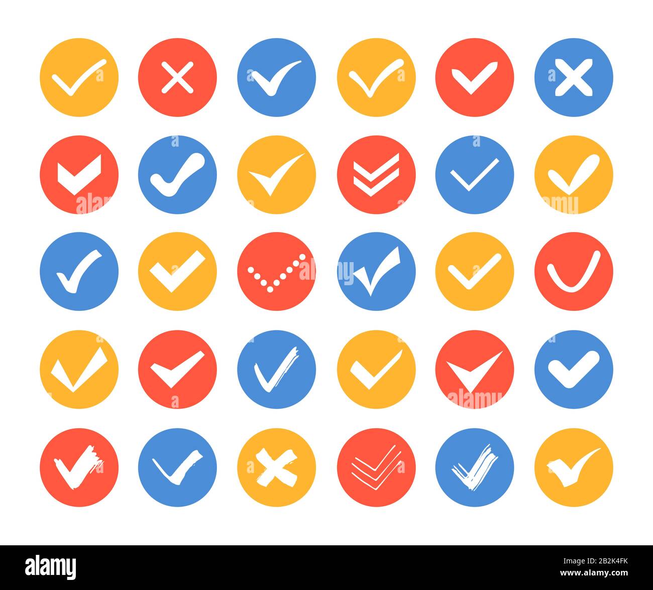 Icônes de vérification et de croix - ensemble d'éléments Web Illustration de Vecteur