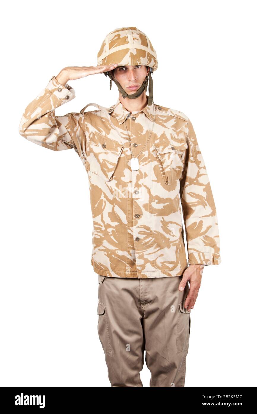 Acteur portant une robe militaire Camo Fancy en studio Banque D'Images