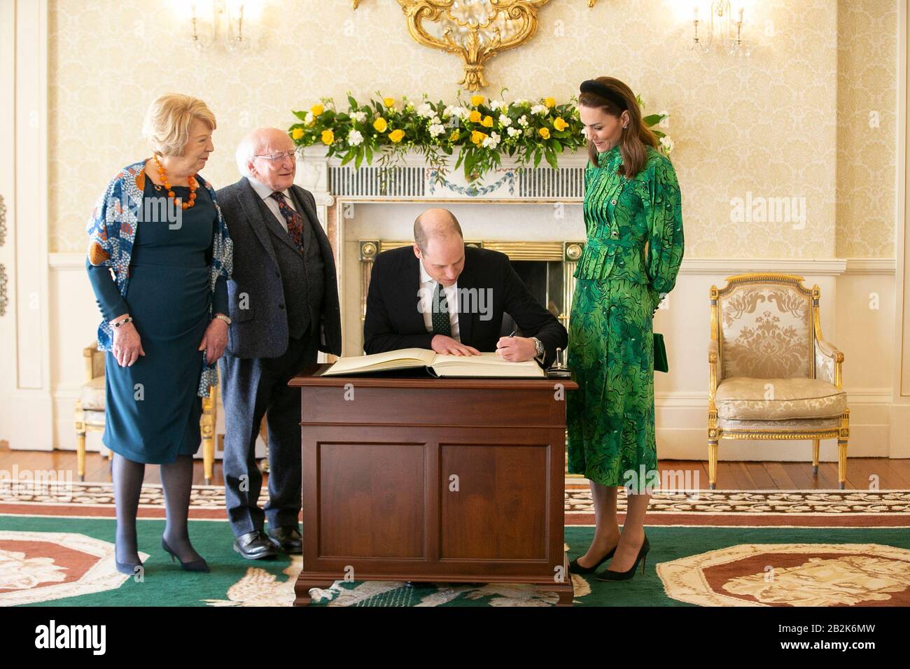 Aras An Uachtaráin, Irlande. 3 mars 2020. Visite en Irlande - le duc et la duchesse de Cambridge. Sur la photo le prince William, duc de Cambridge et le HRH Kate Middleton la duchesse de Cambridge à Aras An Uachtaráin où ils ont rencontré le président de l'Irlande/Uachtarain na heireann le président Michael D Higgins et sa femme Sabina lors de leur Visite royale en Irlande. Photo: SAM Boal/Rollingnews.ie crédit: RollingNews.ie/Alay Live News Banque D'Images