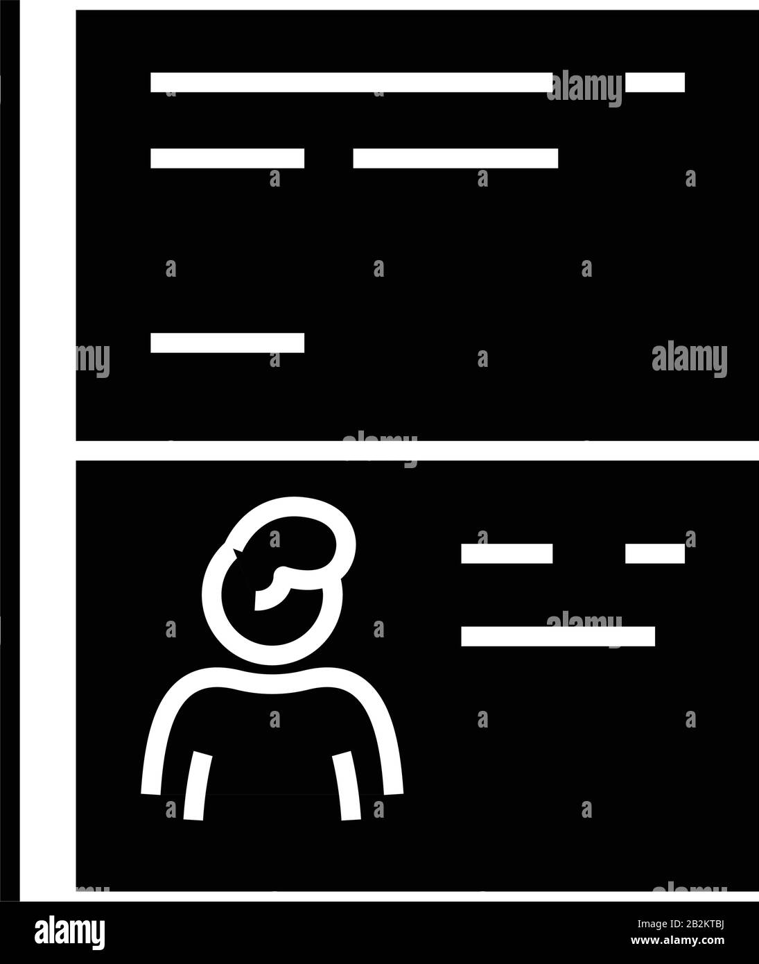 Icône noire de la carte personnelle, illustration du concept, symbole plat vectoriel, signe glyphe. Illustration de Vecteur