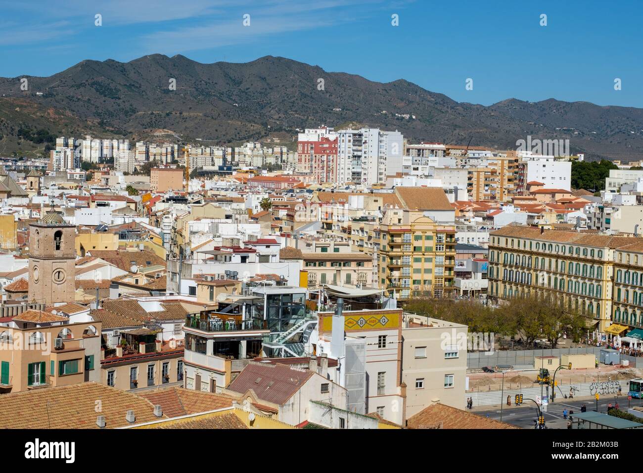Vue sur la Målaga depuis Alcazaba de Málaga. Banque D'Images