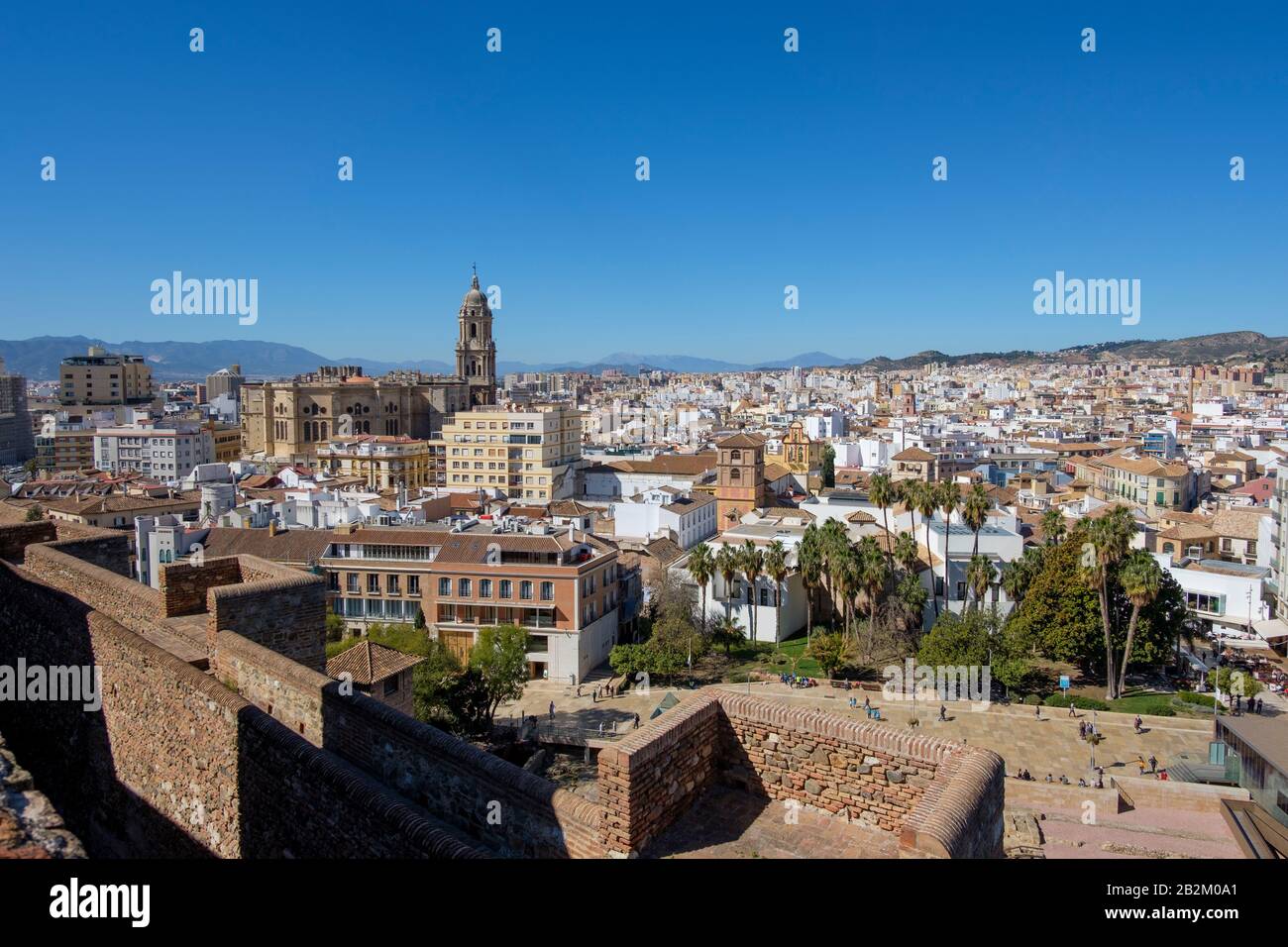 Vue sur la Målaga depuis Alcazaba de Málaga. Banque D'Images