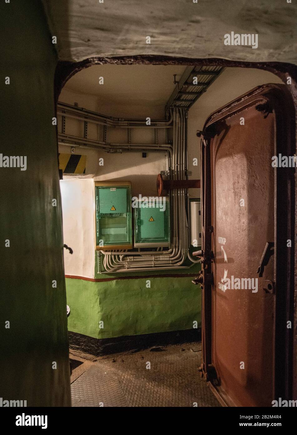 Corridor, Musée De La Guerre Froide De Saltojo, Lituanie Banque D'Images