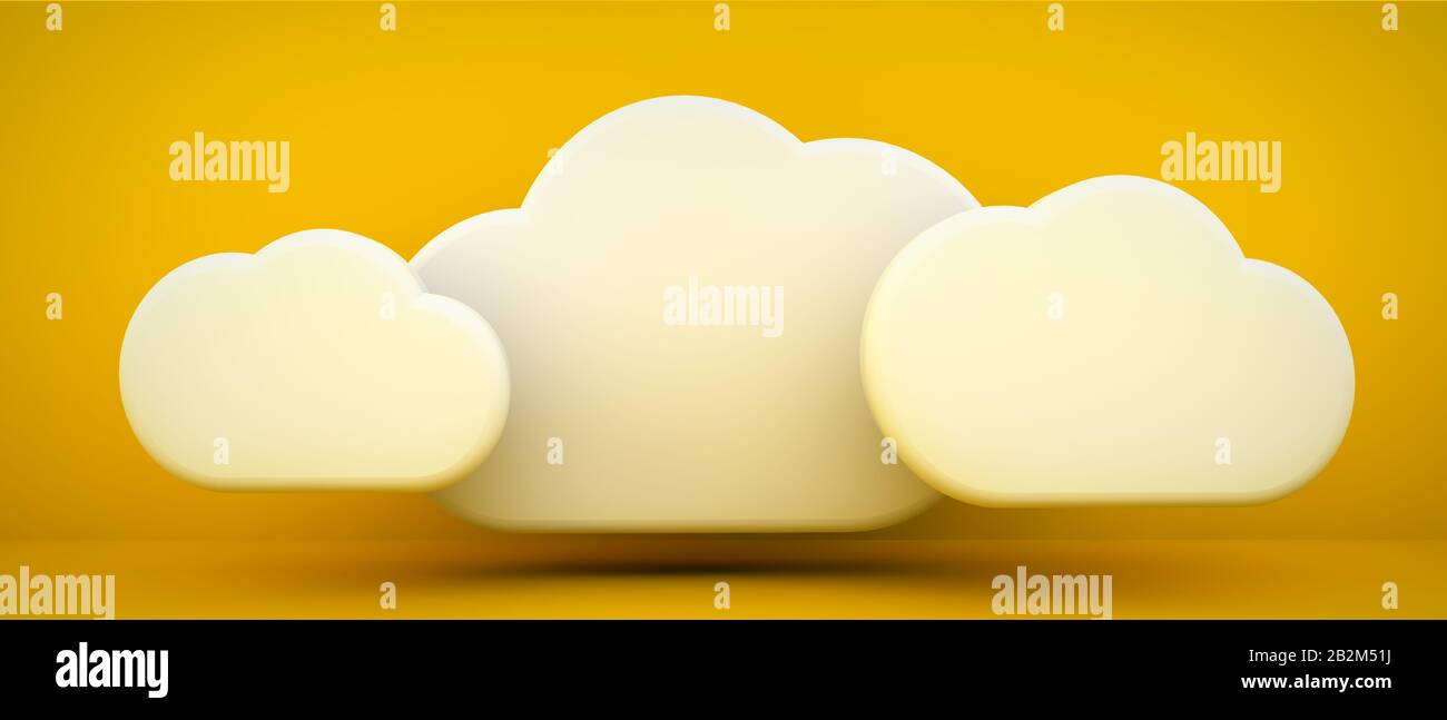 nuages sur un rendu tridimensionnel d'arrière-plan jaune Banque D'Images