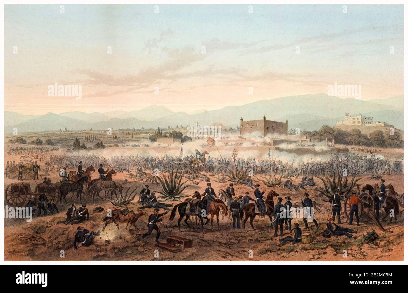 Bataille de Molino del Rey, 8 septembre 1847, Attaque contre la Casa Mata, guerre Mexico-américaine (1846-1848), imprimé par Carl Nebel, Adolphe Bayot, vers 1846-1848 Banque D'Images