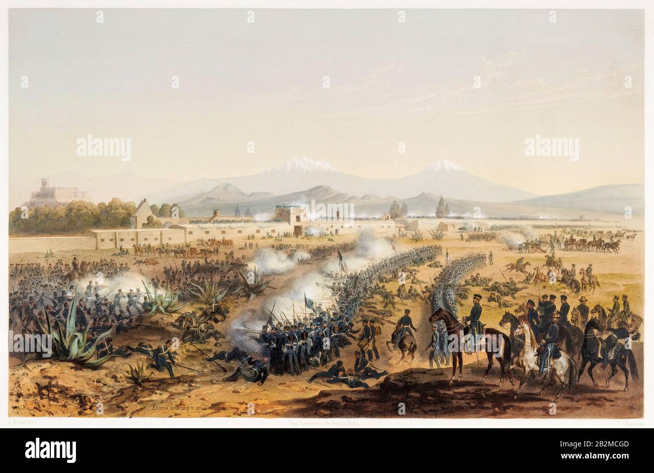 Bataille de Molino del Rey, 8 septembre 1847, Attaque contre le Molino, guerre Mexico-américaine (1846-1848), imprimé par Carl Nebel, Adolphe Bayot, 1851 Banque D'Images