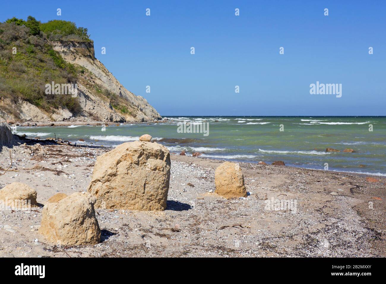 Falaise de mer érodée sur l'île Hiddensee, parc national de la région de la lagune de la Poméranie occidentale, Mecklembourg-Poméranie-Occidentale, Allemagne Banque D'Images