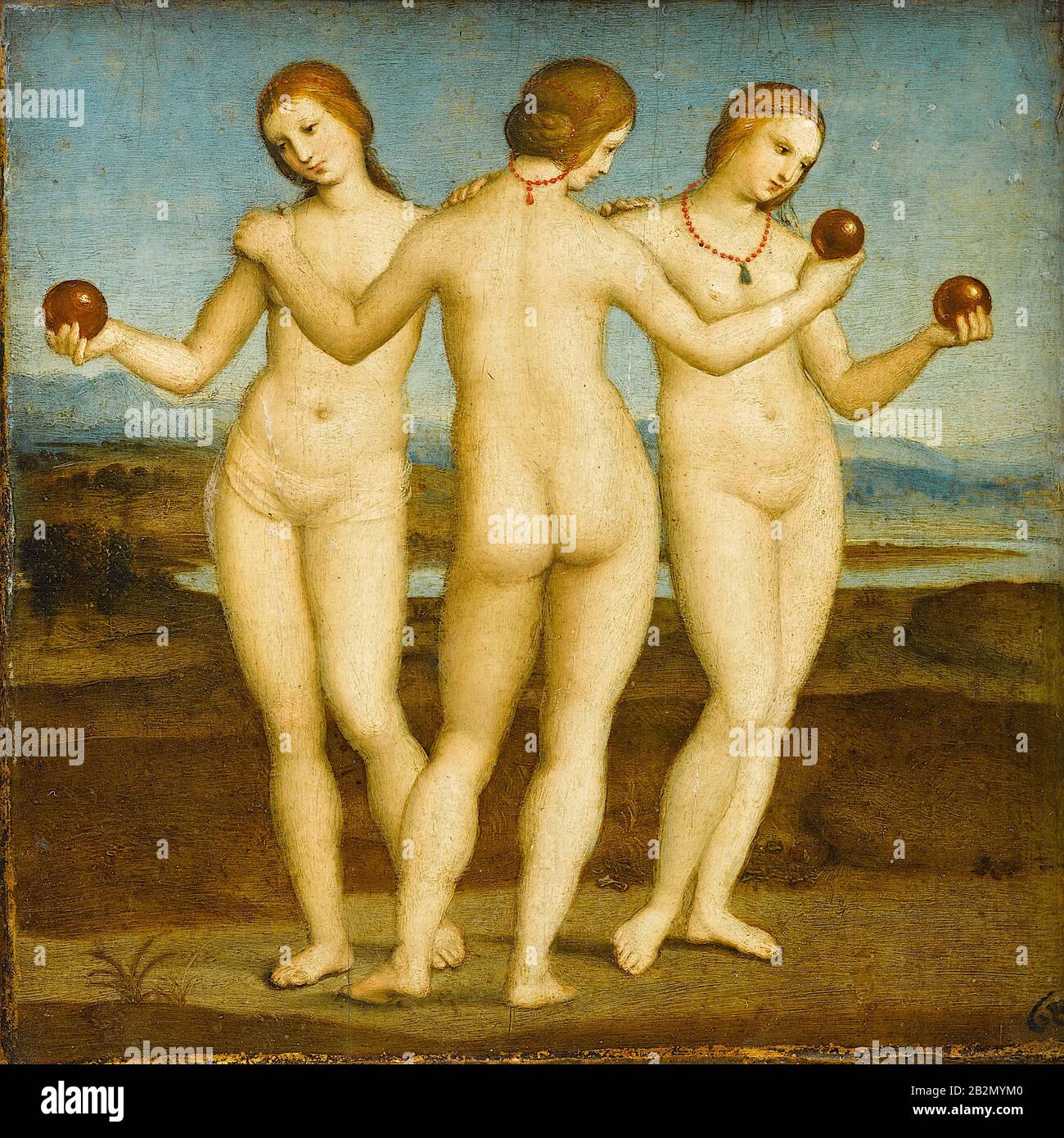 Les Trois grâces (vers 1505) peinture de Raphaël (Raffaello Sanzio da Urbino) - Très haute résolution et image de qualité Banque D'Images