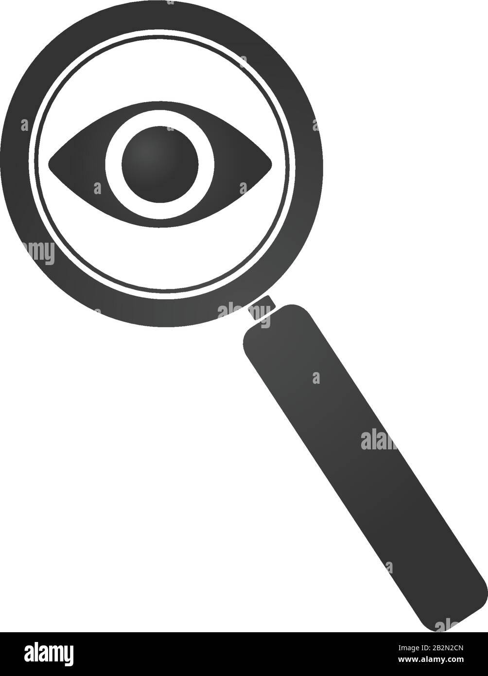 Loupe avec icône en forme d'œil. Instrument optique Lupe. Bouton Zoom. Concept de recherche. Illustration vectorielle de stock isolée sur fond blanc. Illustration de Vecteur
