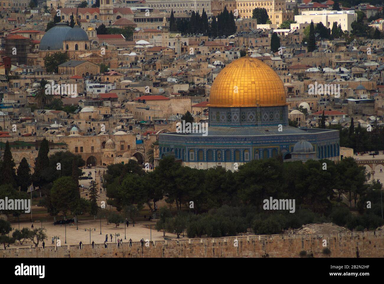 Dôme de Rock, mosquée d'Al-Aqsa, églises à Jérusalem, Israël, Terre Sainte Banque D'Images