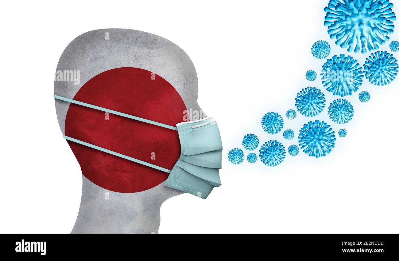 Santé au Japon. Personne avec masque de protection. Rendu tridimensionnel Banque D'Images