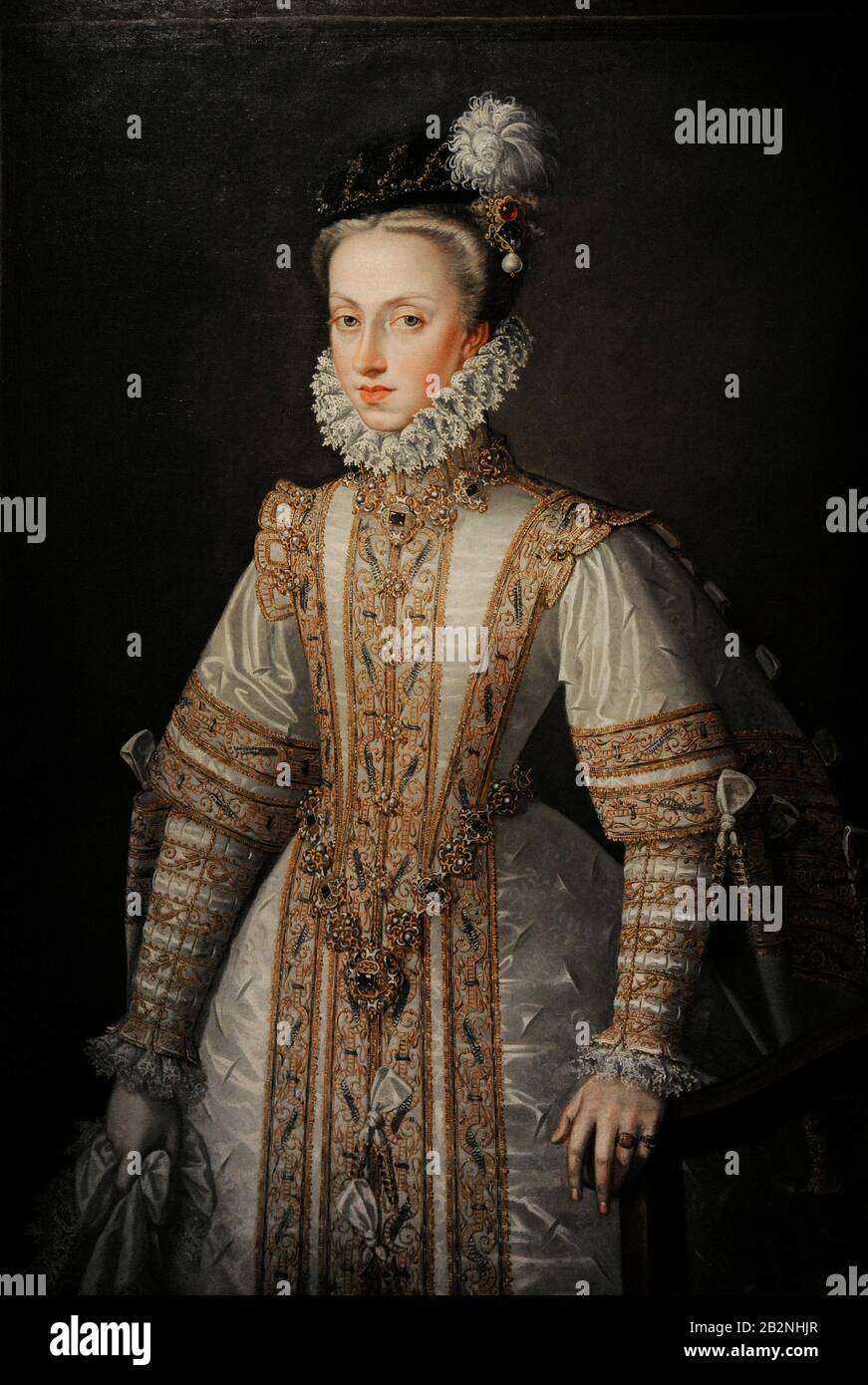 Anne d'Autriche (1549-1580). Reine d'Espagne, quatrième épouse du roi Philippe II Portrait d'Alonso Sanchez Coello (1531-1588), CA.1571. Musée Lazaro Galdiano. Madrid. Espagne. Banque D'Images