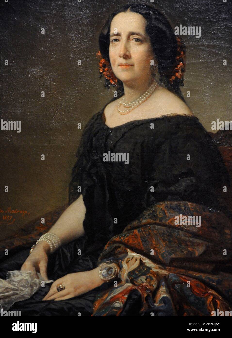 Gertrudis Gomez De Avellaneda (1814-1873). Écrivain espagnol. Portrait de Federico de Madrazo y Kuntz (1815-1894), 1857. Détails. Musée Lazaro Galdiano. Madrid. Espagne. Banque D'Images