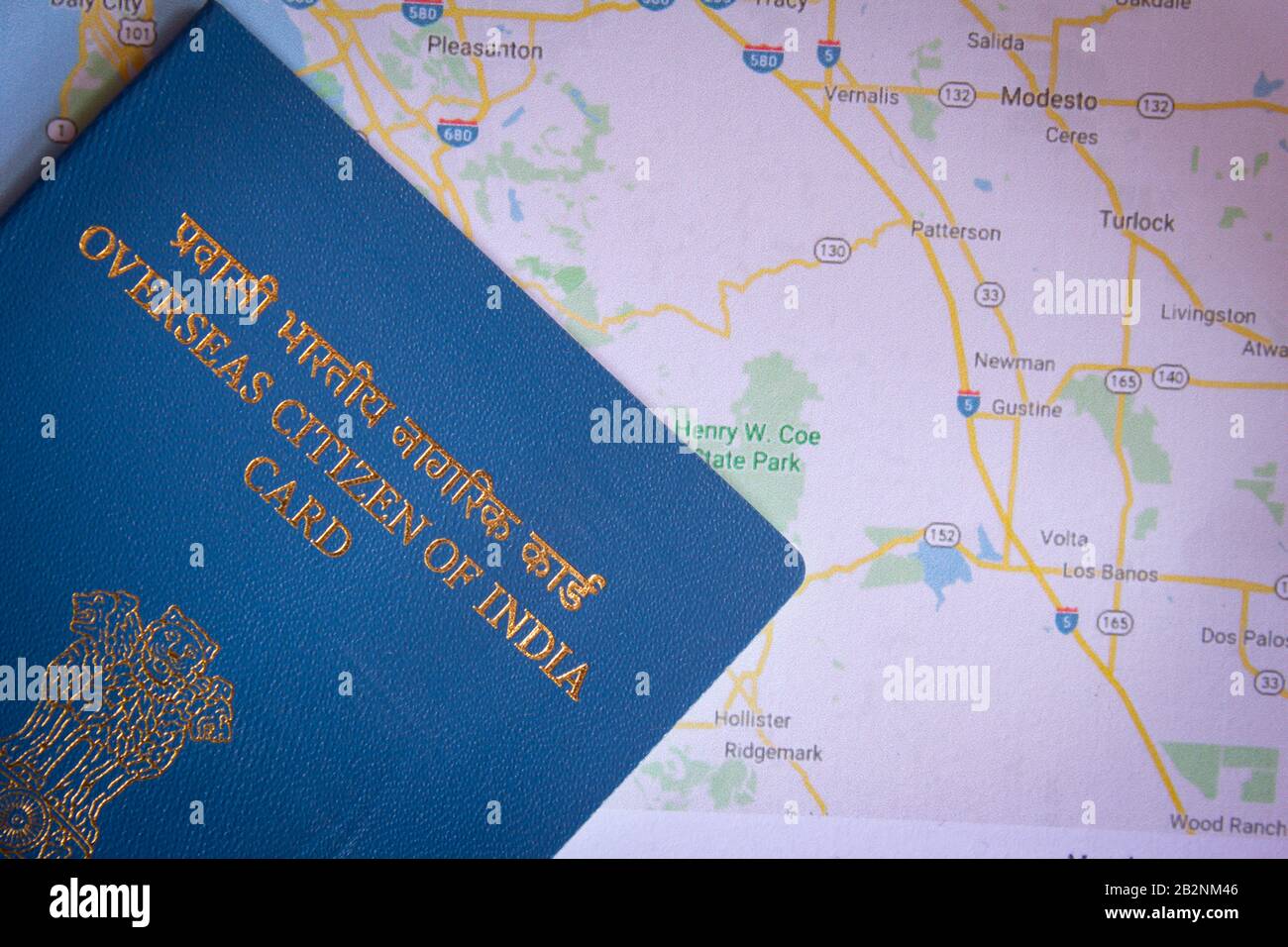 Vue du citoyen d'outre-mer de l'Inde carte émise aux Indiens non résidents. Document de voyage, Banque D'Images