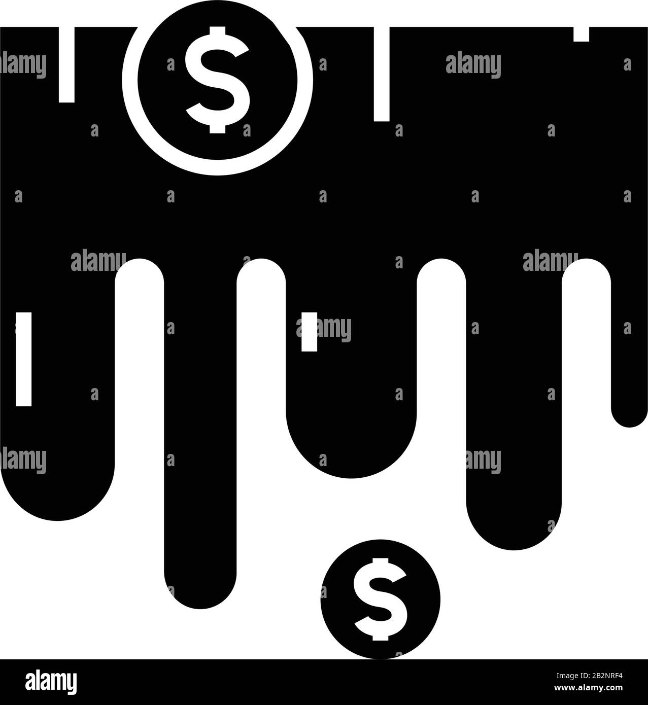 Icône noire de flux d'argent, illustration de concept, symbole plat vectoriel, signe glyphe. Illustration de Vecteur