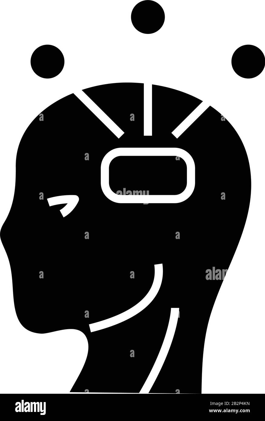Icône noire de l'esprit, illustration du concept, symbole plat vectoriel, signe glyphe. Illustration de Vecteur