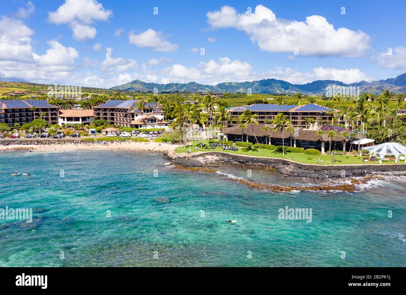 Poipu, HI - 22 février 2020: Restaurant Beach House sur la plage de Lawa'i près de Poipu sur Kauai Banque D'Images