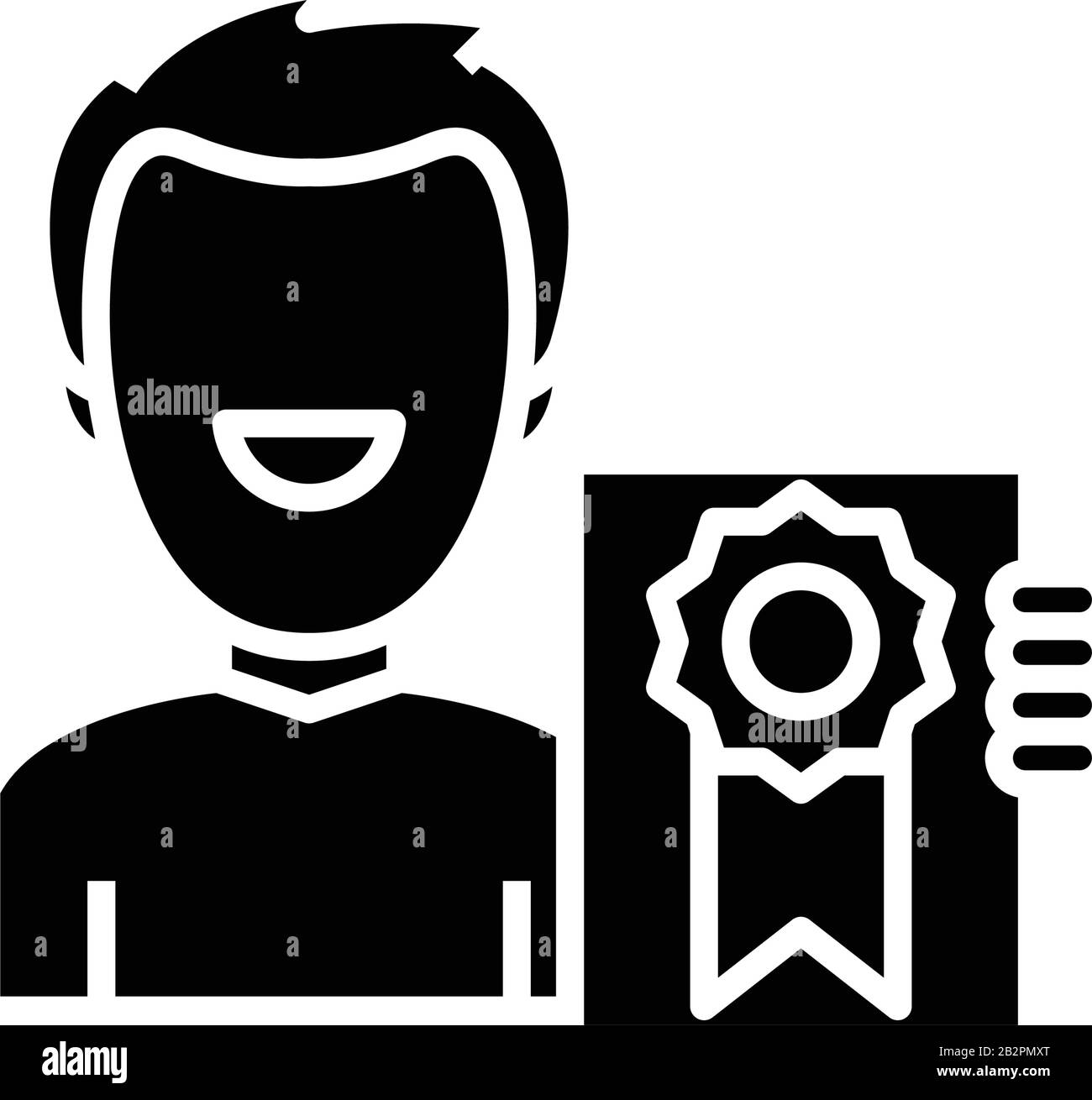 Icône noire de réalisation personnelle, illustration de concept, symbole plat vectoriel, signe glyphe. Illustration de Vecteur