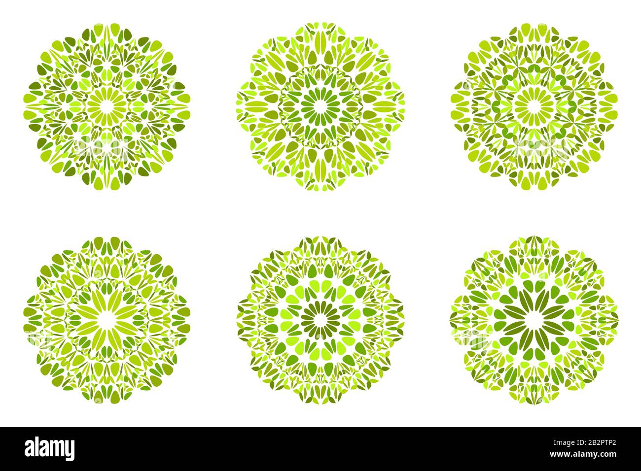 Set de symboles Mandala à fleurs rondes géométriques - éléments vectoriels circulaires abstraits décoratifs Illustration de Vecteur