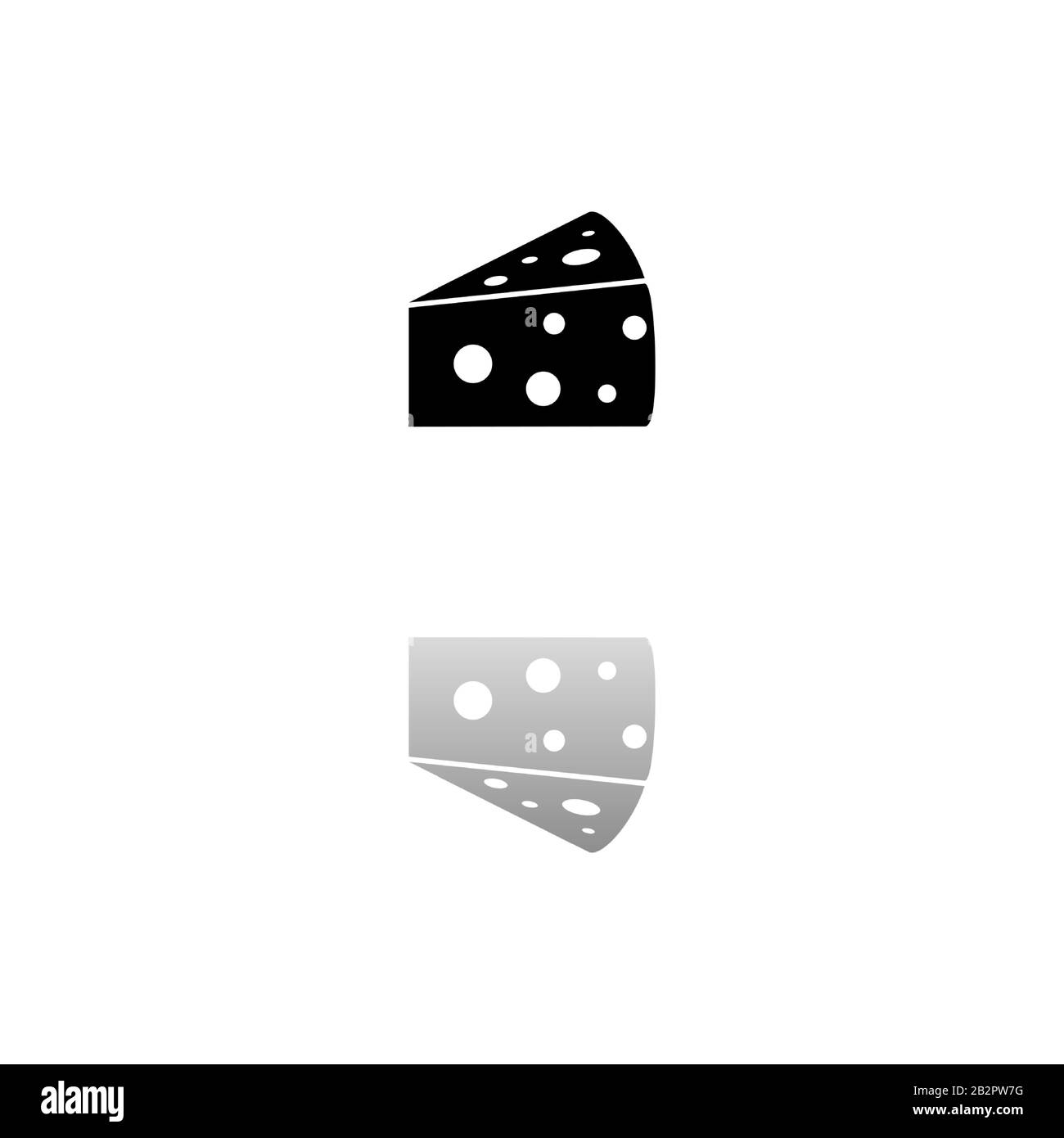 Fromage. Symbole noir sur fond blanc. Illustration simple. Icône Vecteur Plat. Ombre De Réflexion Miroir. Peut être utilisé dans logo, Web, mobile et UI UX Illustration de Vecteur