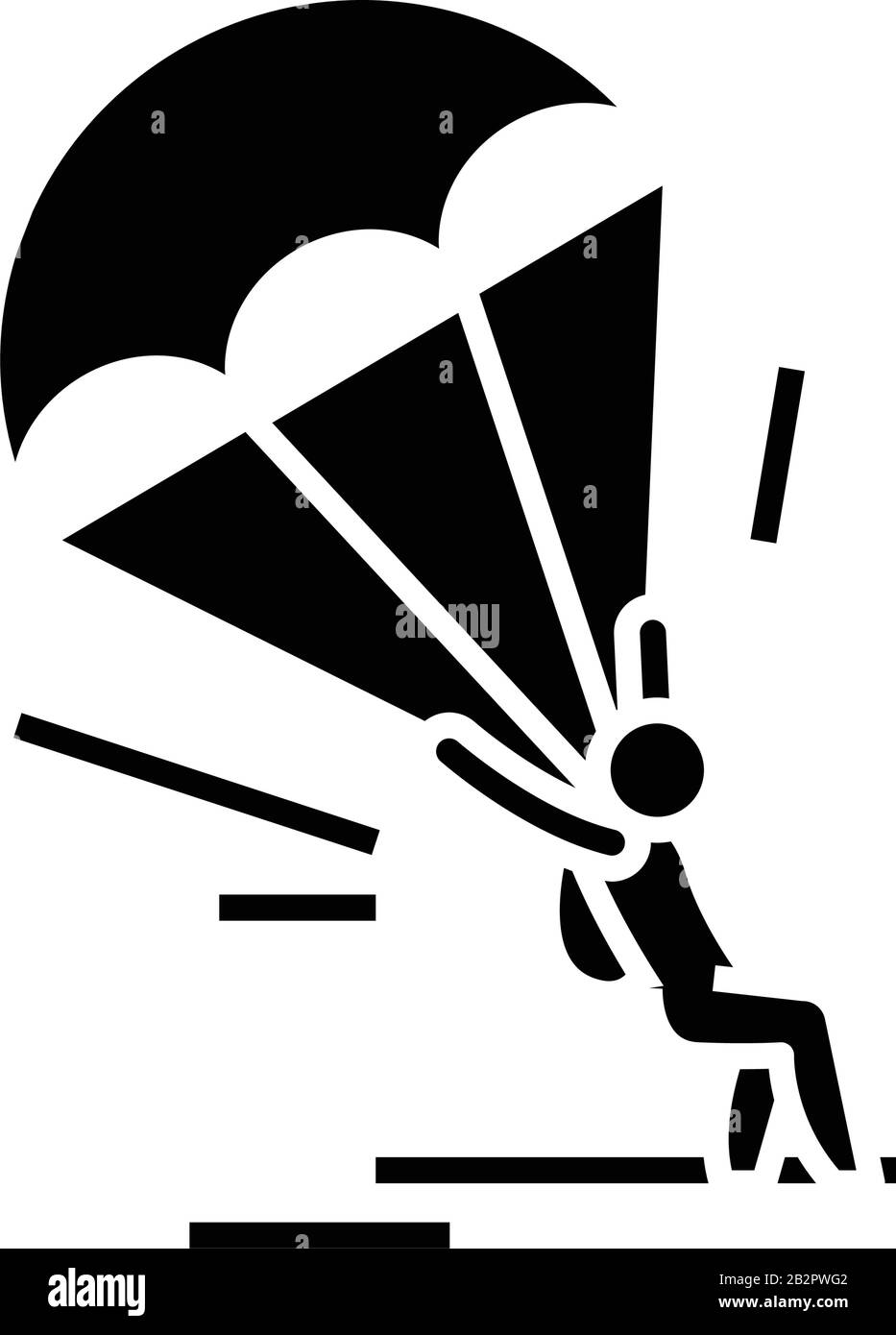 Icône noire Paraplane, illustration conceptuelle, symbole plat vectoriel, signe glyphe. Illustration de Vecteur