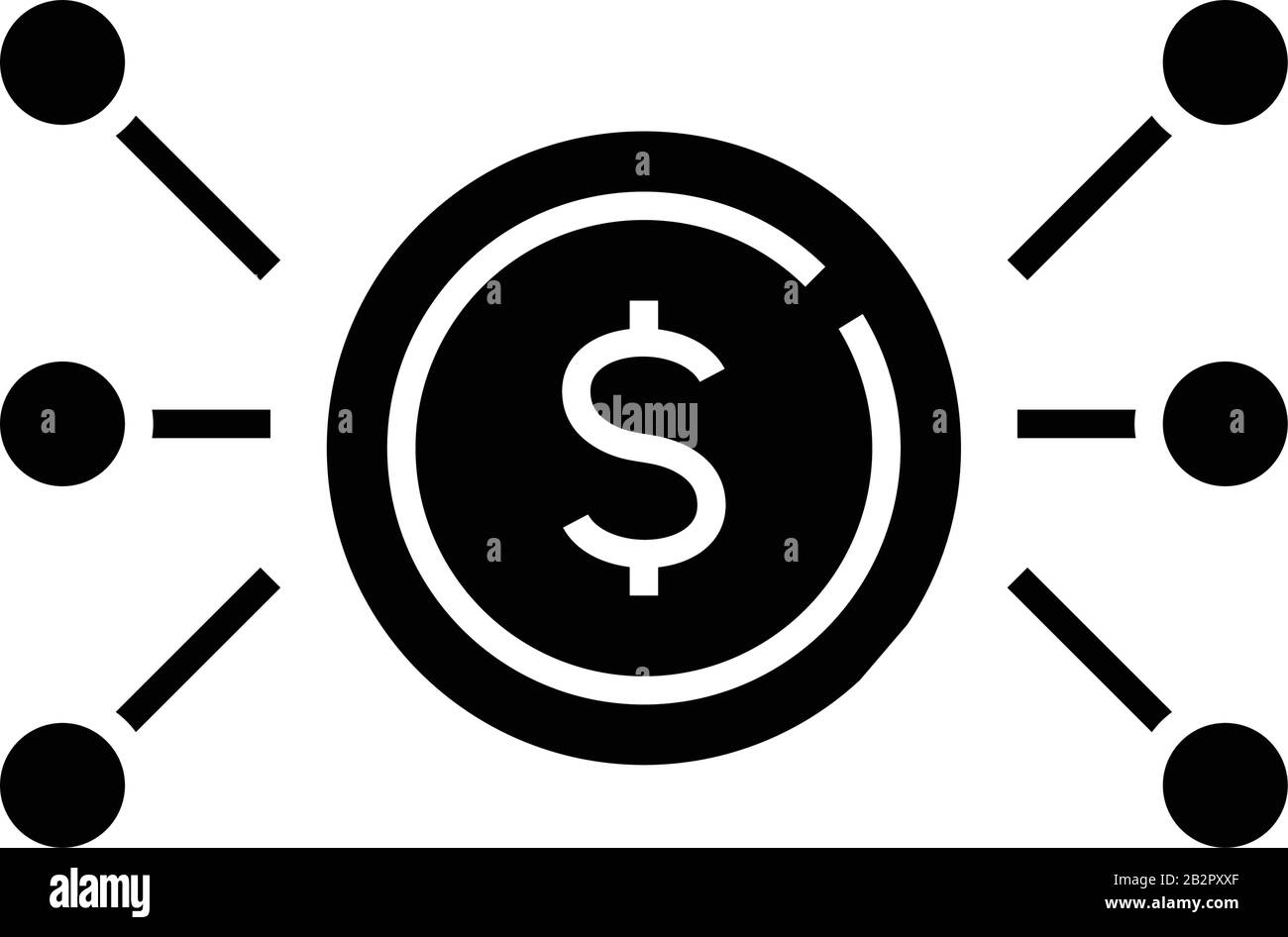 Distribution d'argent icône noire, illustration de concept, symbole vectoriel plat, signe glyphe. Illustration de Vecteur