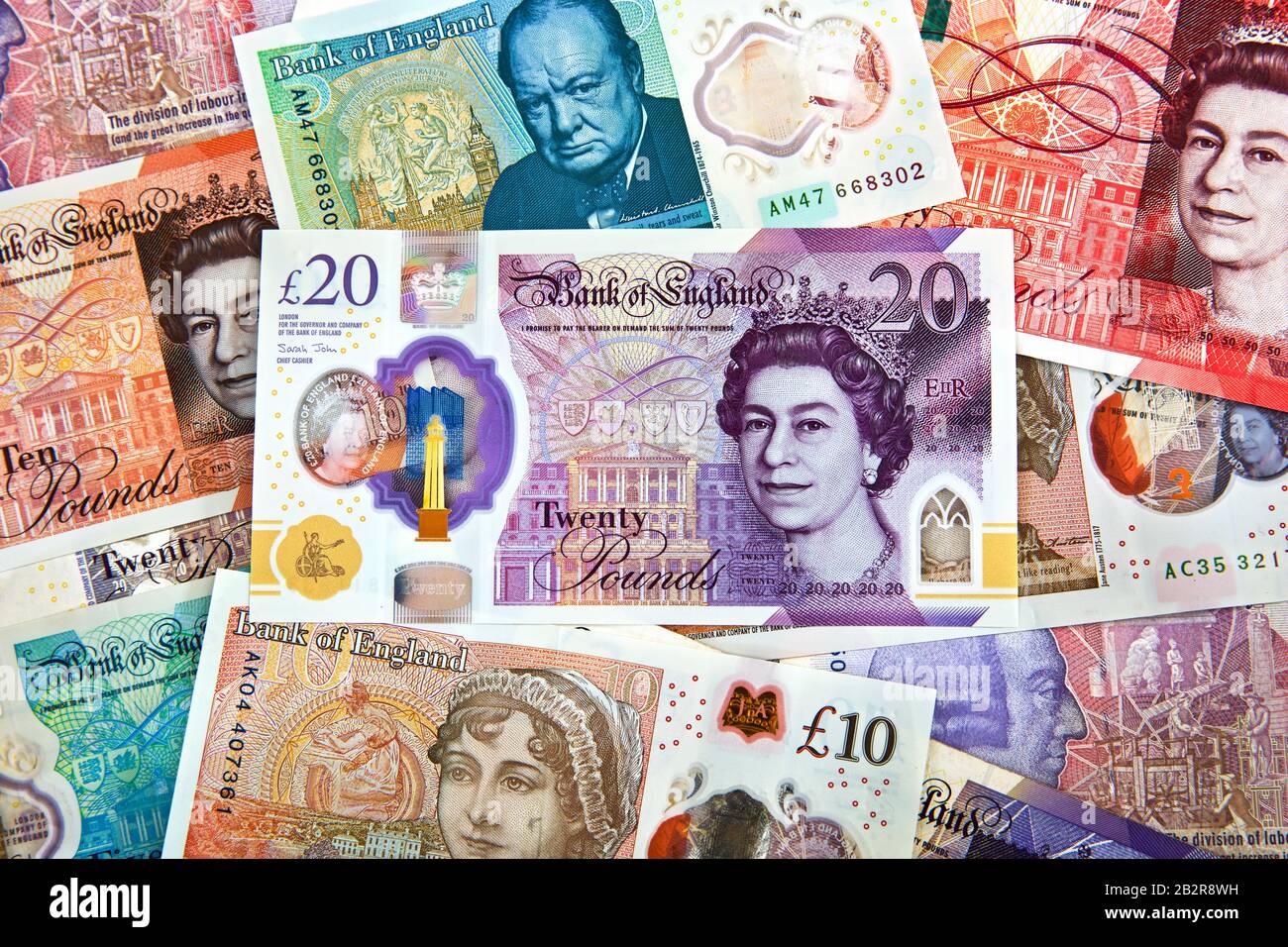 Le nouveau billet de banque de 20 livres sterling en polymère 2020 de la Banque d'Angleterre avec l'artiste JMW Turner Banque D'Images