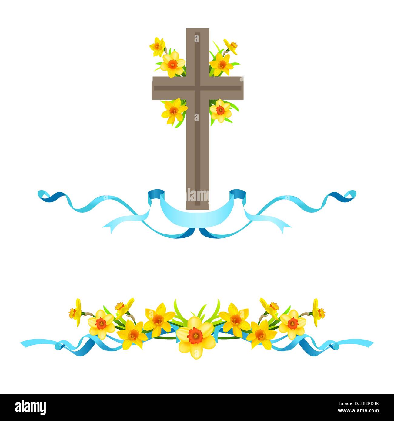 Composition florale festive avec croix Illustration de Vecteur