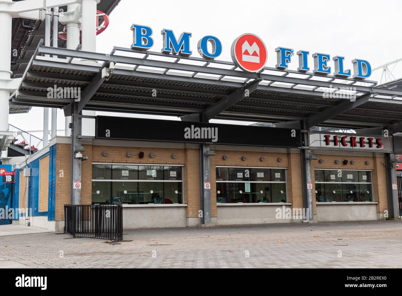 Un bureau de billetterie vide de BMO Field, la maison des Argonauts de Toronto et du Toronto F.C. Banque D'Images