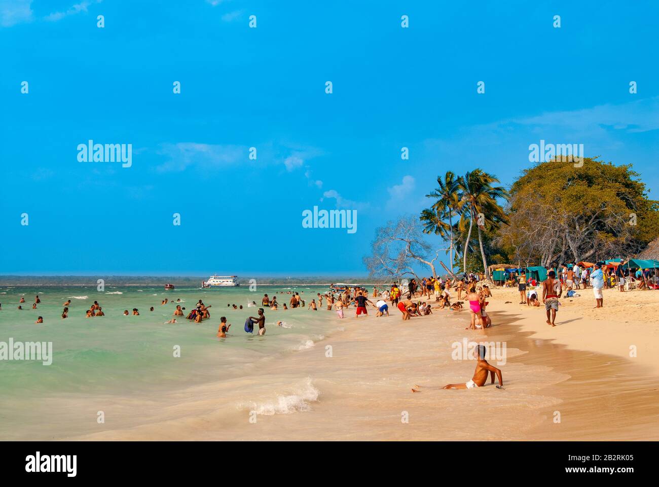 Playa Blanca, sur l'île de Baru, Cartagena de Indias, Colombie Banque D'Images