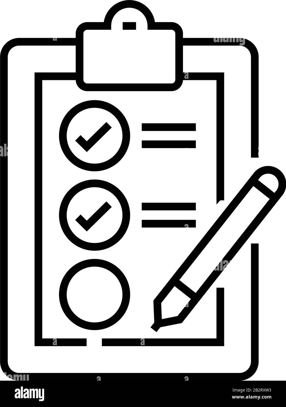 Icône de ligne de fin de test, signe de concept, illustration vectorielle, symbole linéaire. Illustration de Vecteur