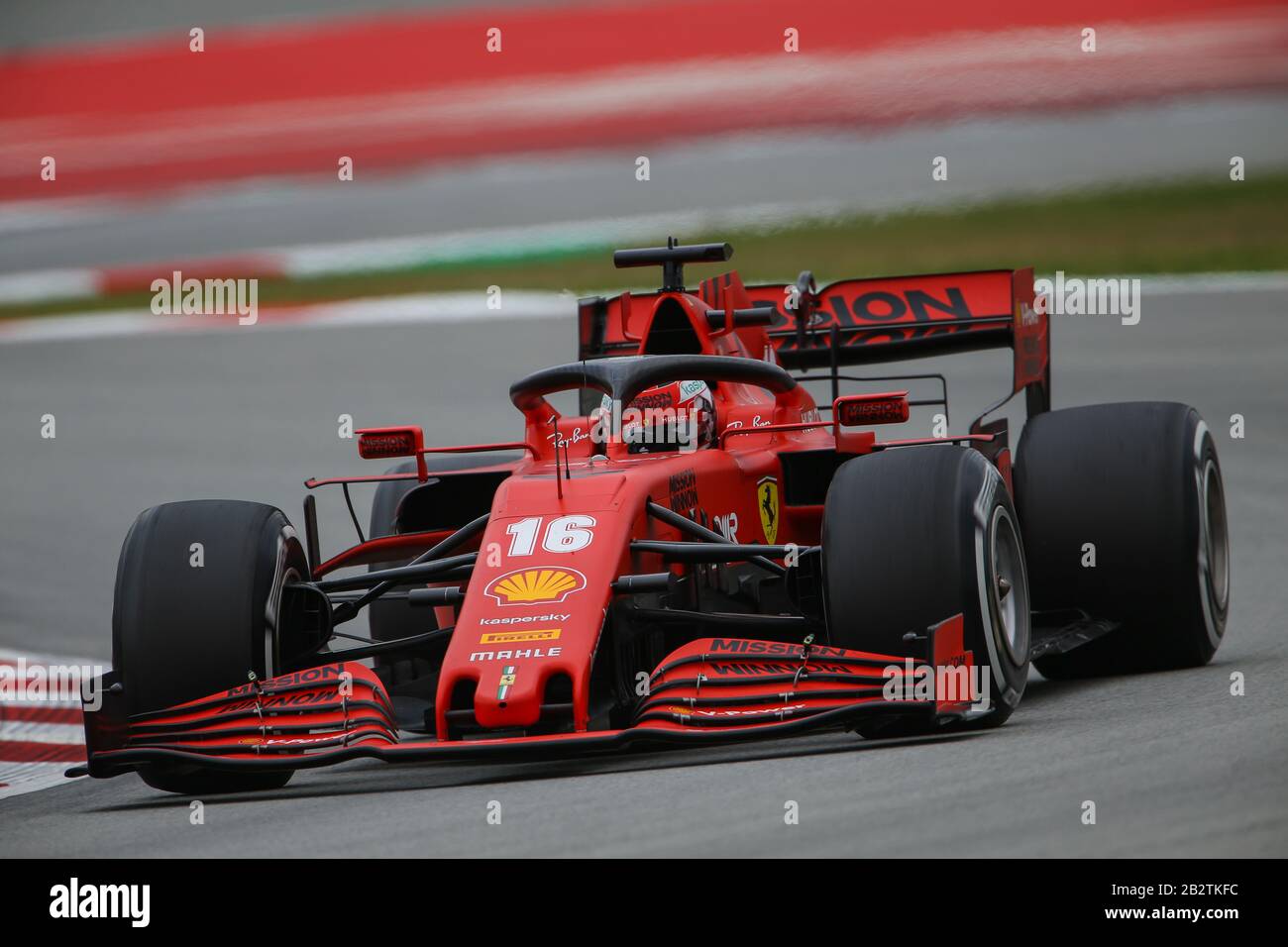 Charles Leclerc de Scuderia Ferrari pendant les essais d'hiver de 2020 Montmelò dans le circuit de Catalunya, , Espagne Banque D'Images