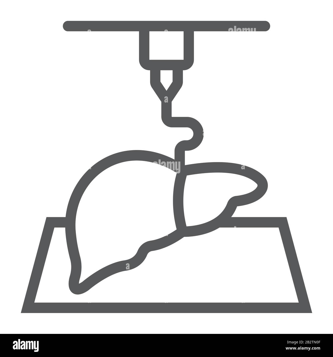 Icône, technologie et médecine, panneau d'imprimante médicale, graphiques vectoriels, schéma linéaire sur fond blanc, eps 10. Illustration de Vecteur