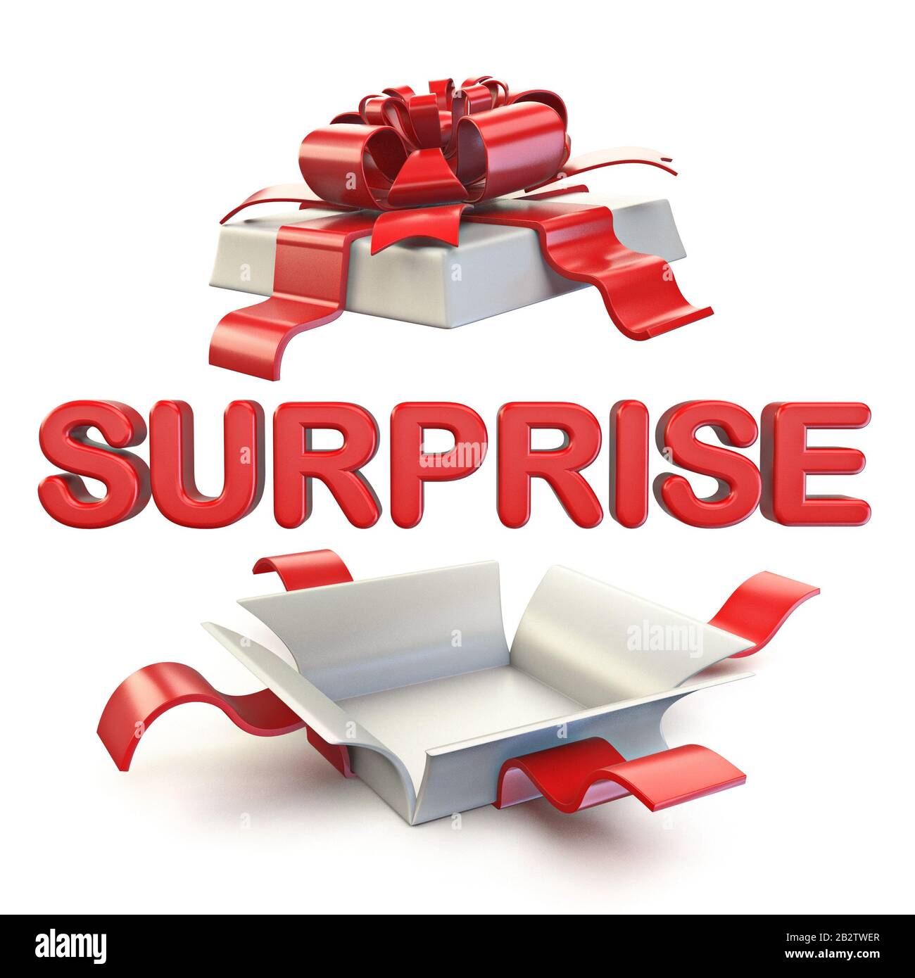 Illustration de rendu en 3 dimensions de la boîte cadeau surprise isolée  sur fond blanc Photo Stock - Alamy
