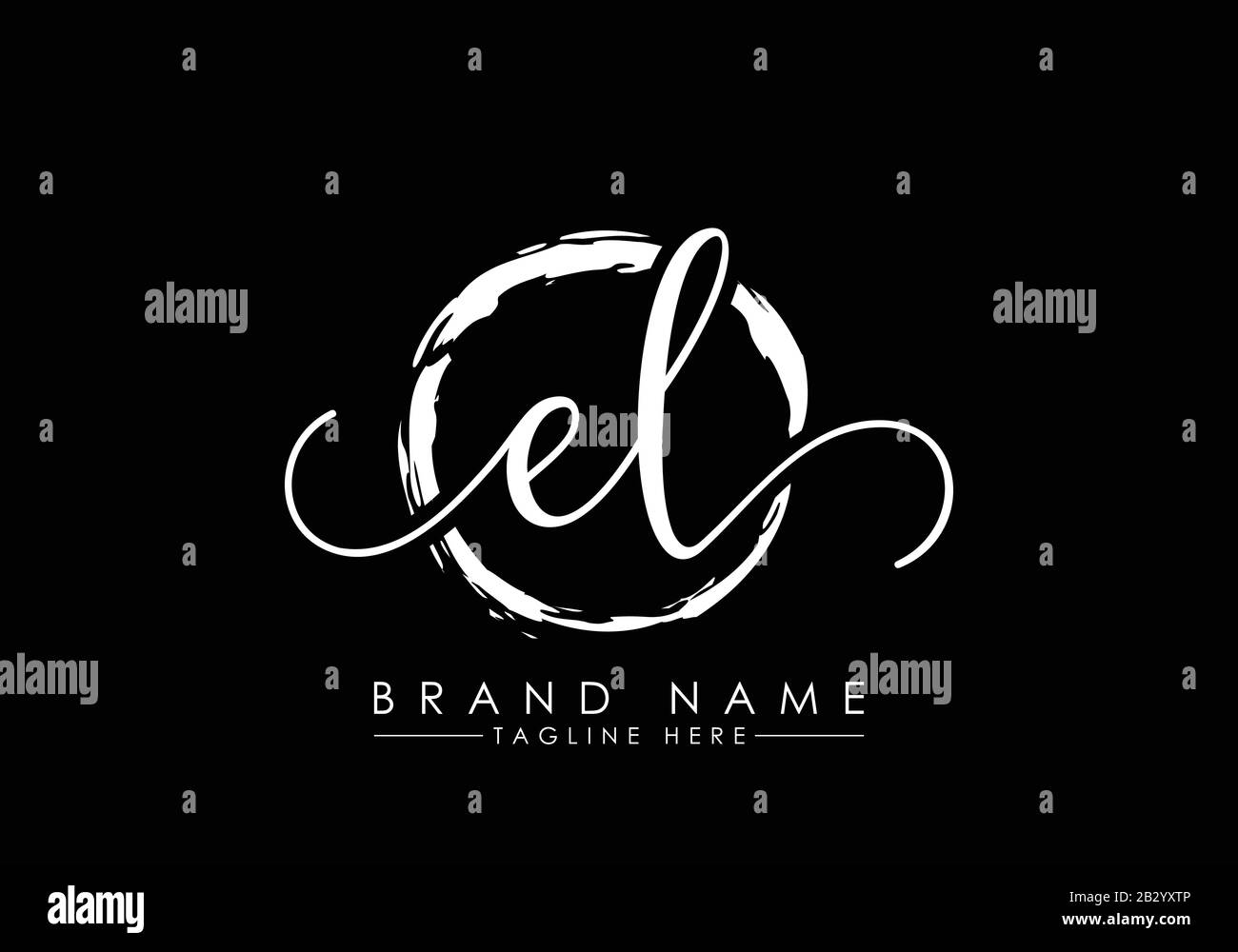 E et L logo écrit initial avec cercle de pinceau. Logo manuscrit pour la mode, l'équipe, le mariage, le logo de luxe. Illustration de Vecteur
