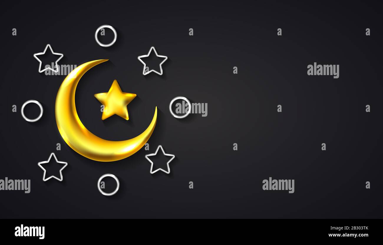 Compte à Rebours Pour Le 2e Ramadan Célébrez Avec Des Croissants De Lune  Blancs Et Dorés Et Un Texte Du Ramadan En Anglais